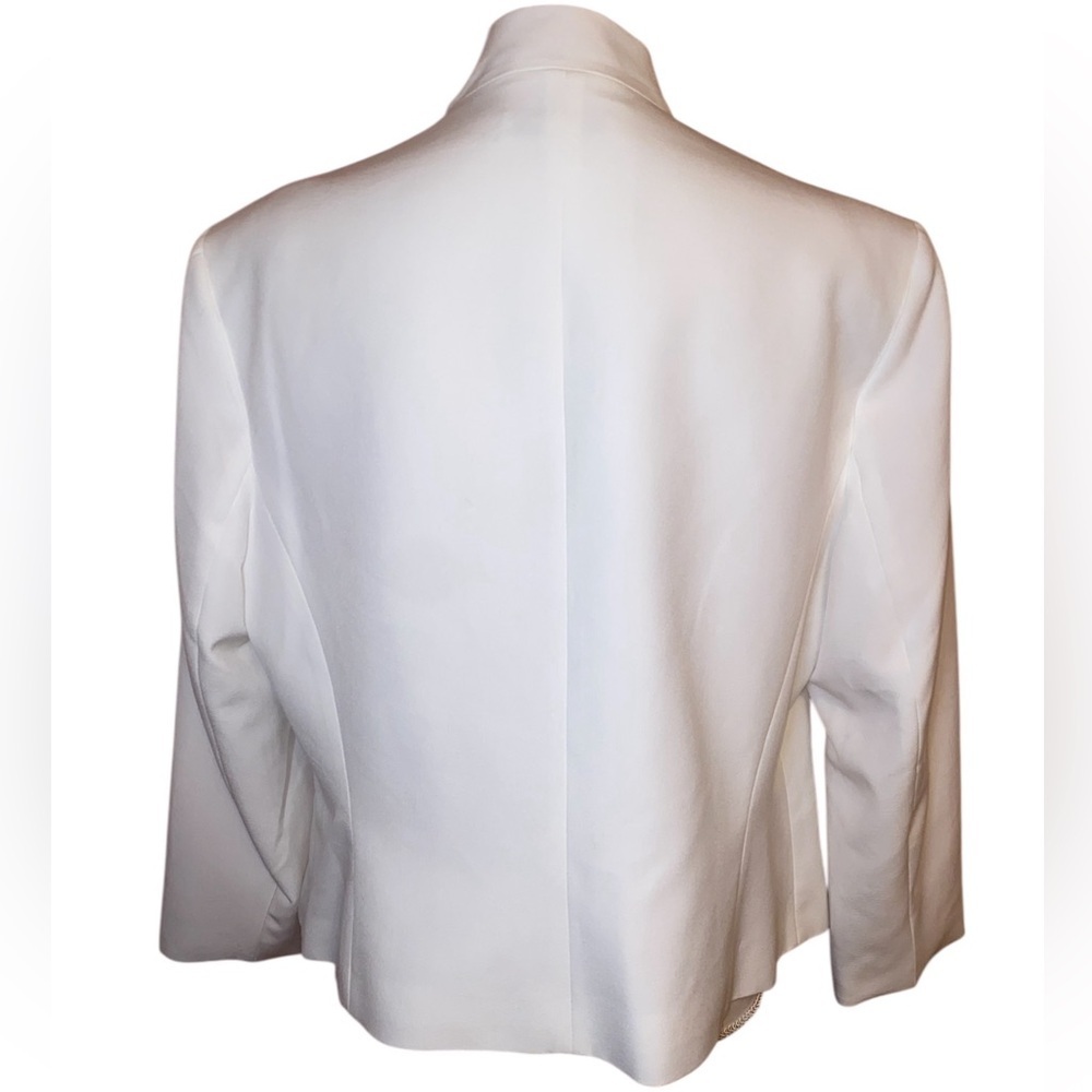 NINE WEST Collarless Blazer Cropped 3/4 Sleeves in White Size Large - Picture 2 of 5